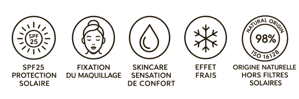 Bénéfices du Cryo Water-Gel Fixer Stick SPF25 : fixation du maquillage, effet frais et protection solaire